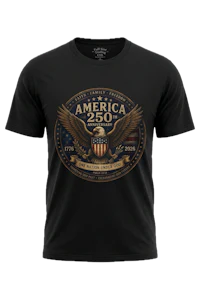 the america 200 t - shirt in black with an eagle on it
